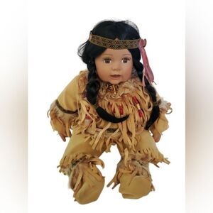 Cathay Collections Porcelain American Indian Doll #56